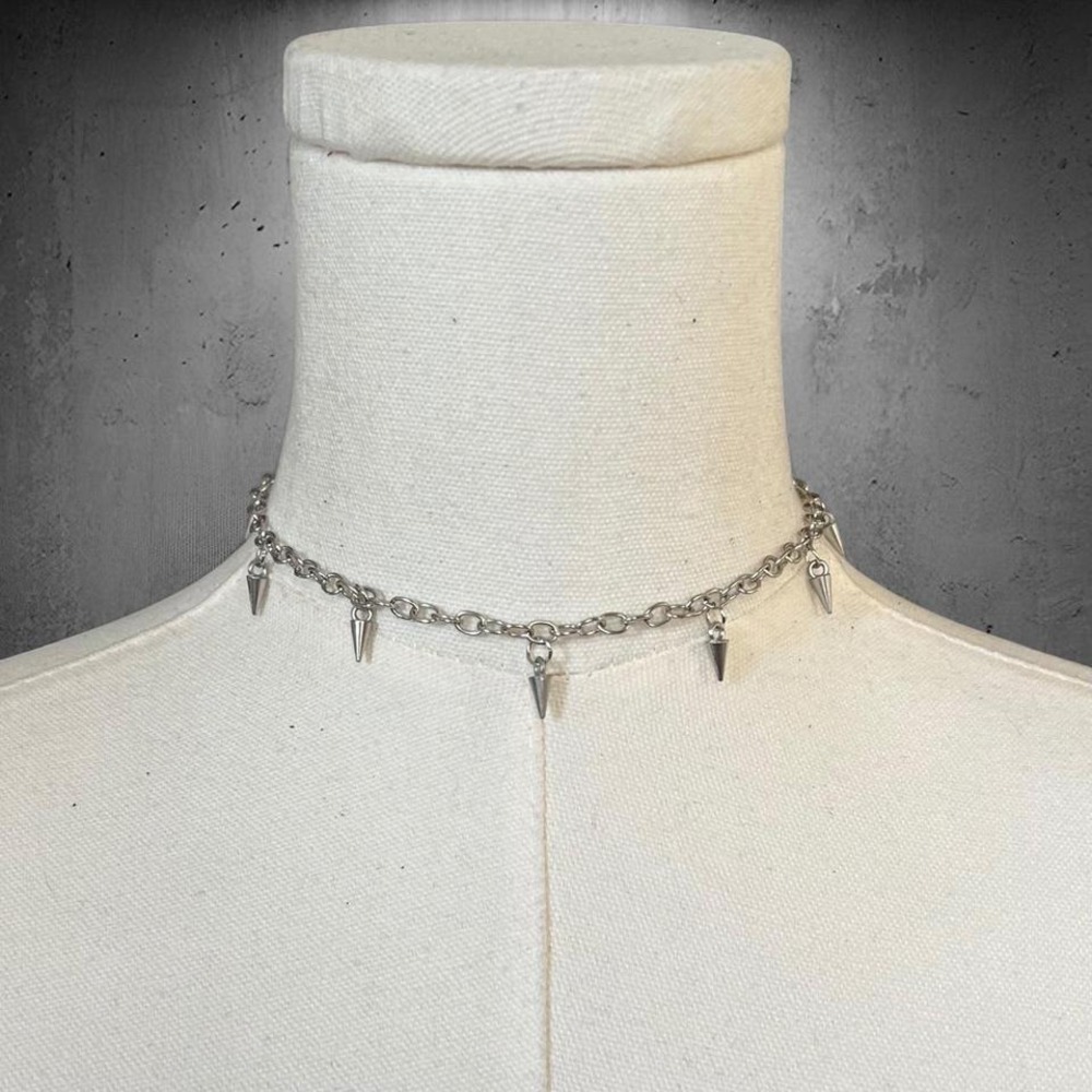 Cone Spiked Iron Chain Necklace